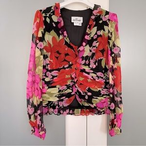 Vintage -Silk Chiffon - Rare - Cattiva New York - Vibrant Multi-Color Floral - M